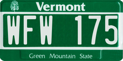 VT license plate WFW175