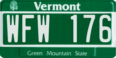 VT license plate WFW176