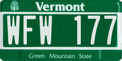 VT license plate WFW177