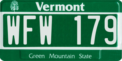 VT license plate WFW179