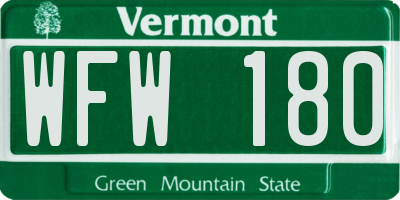 VT license plate WFW180