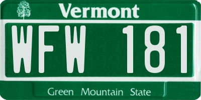 VT license plate WFW181