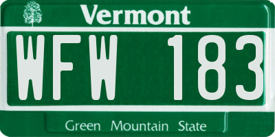 VT license plate WFW183