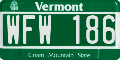 VT license plate WFW186