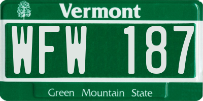 VT license plate WFW187