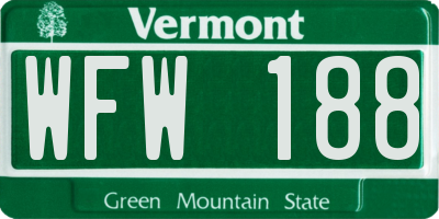 VT license plate WFW188