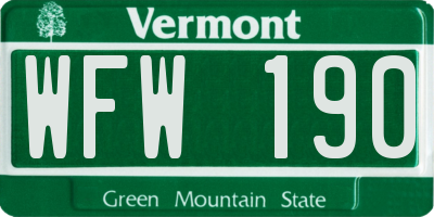 VT license plate WFW190