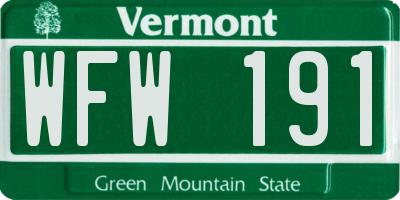 VT license plate WFW191