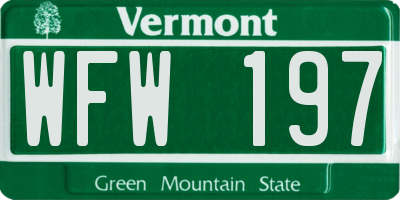 VT license plate WFW197
