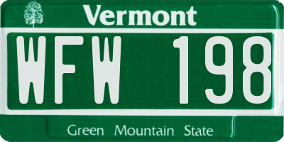 VT license plate WFW198