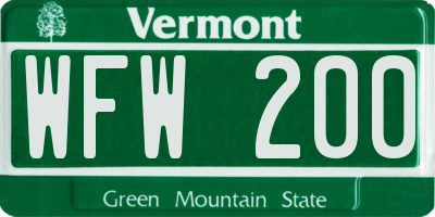 VT license plate WFW200