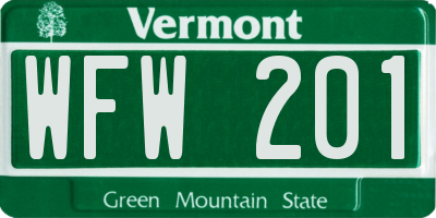 VT license plate WFW201