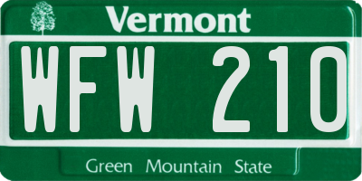 VT license plate WFW210