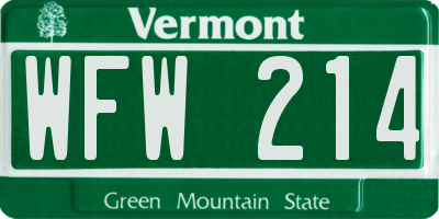 VT license plate WFW214