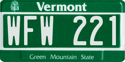 VT license plate WFW221