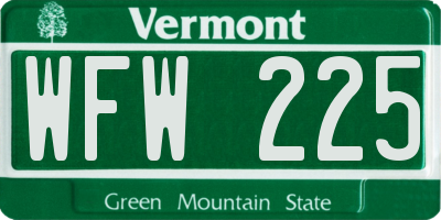 VT license plate WFW225