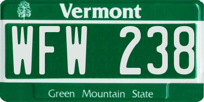VT license plate WFW238