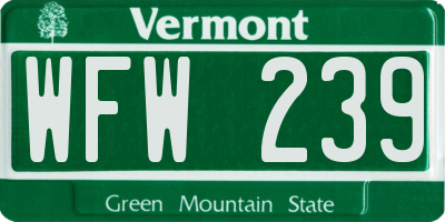 VT license plate WFW239