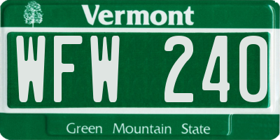 VT license plate WFW240