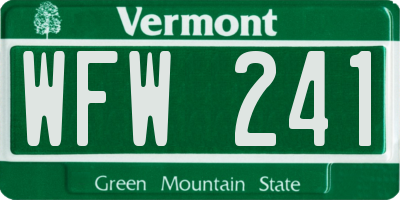 VT license plate WFW241