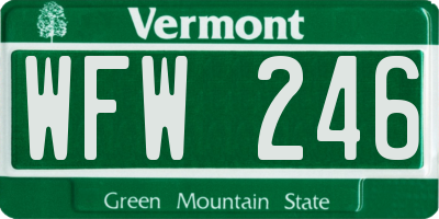 VT license plate WFW246