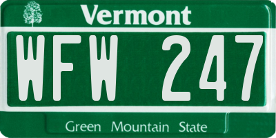 VT license plate WFW247