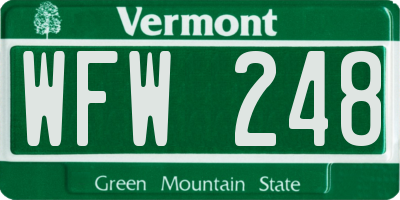 VT license plate WFW248