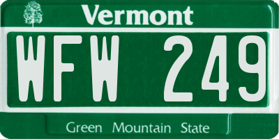 VT license plate WFW249