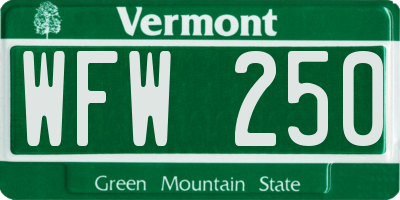 VT license plate WFW250