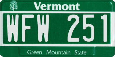 VT license plate WFW251