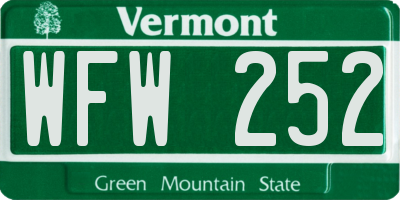 VT license plate WFW252