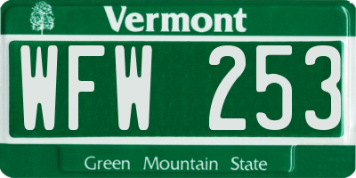 VT license plate WFW253