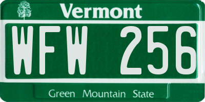 VT license plate WFW256