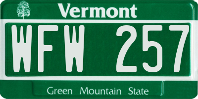 VT license plate WFW257