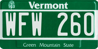 VT license plate WFW260