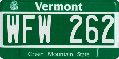 VT license plate WFW262