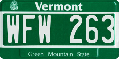 VT license plate WFW263