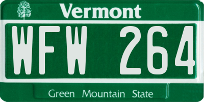 VT license plate WFW264