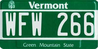 VT license plate WFW266