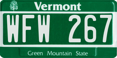 VT license plate WFW267