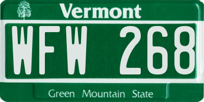 VT license plate WFW268