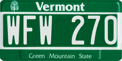 VT license plate WFW270