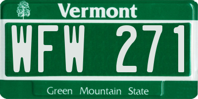 VT license plate WFW271