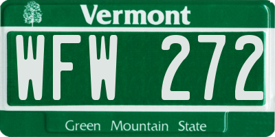 VT license plate WFW272