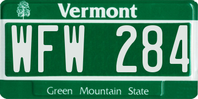 VT license plate WFW284