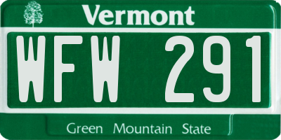 VT license plate WFW291