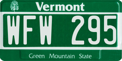 VT license plate WFW295