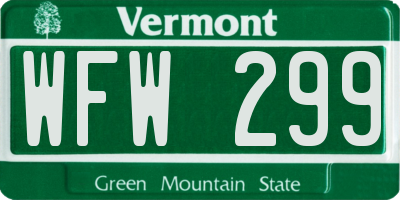 VT license plate WFW299