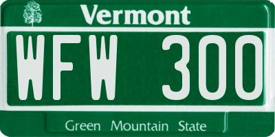 VT license plate WFW300