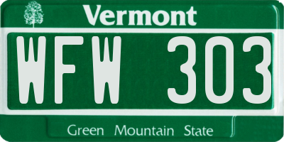 VT license plate WFW303